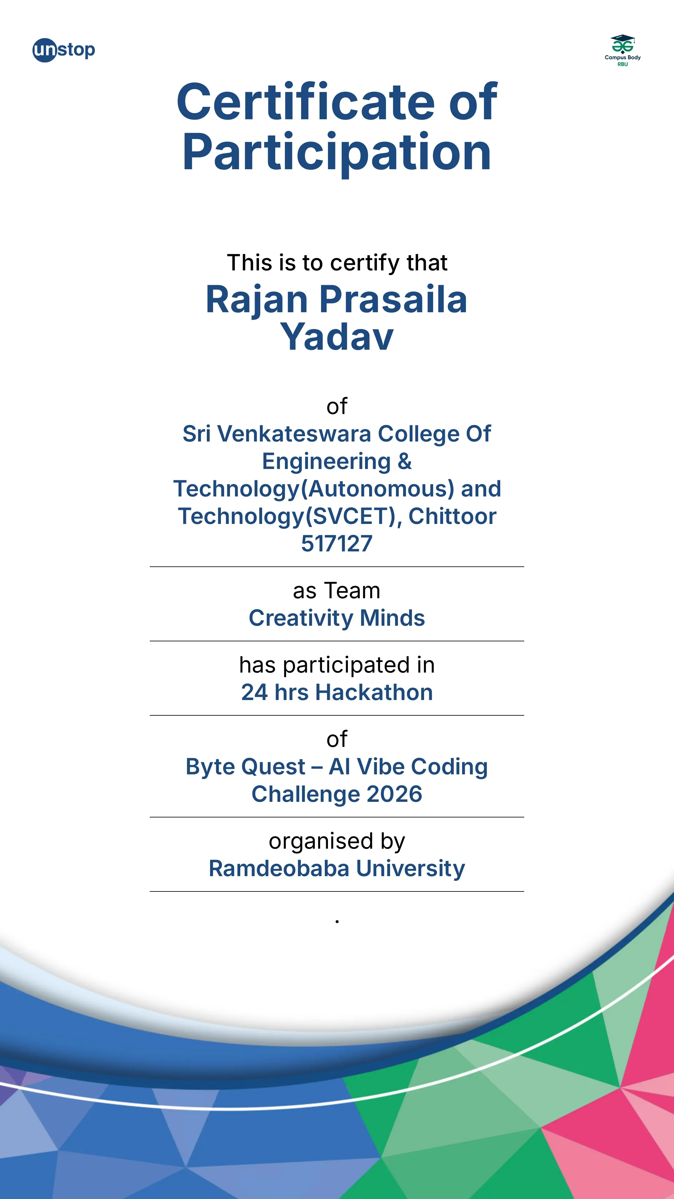 Advanced Tech Certificate