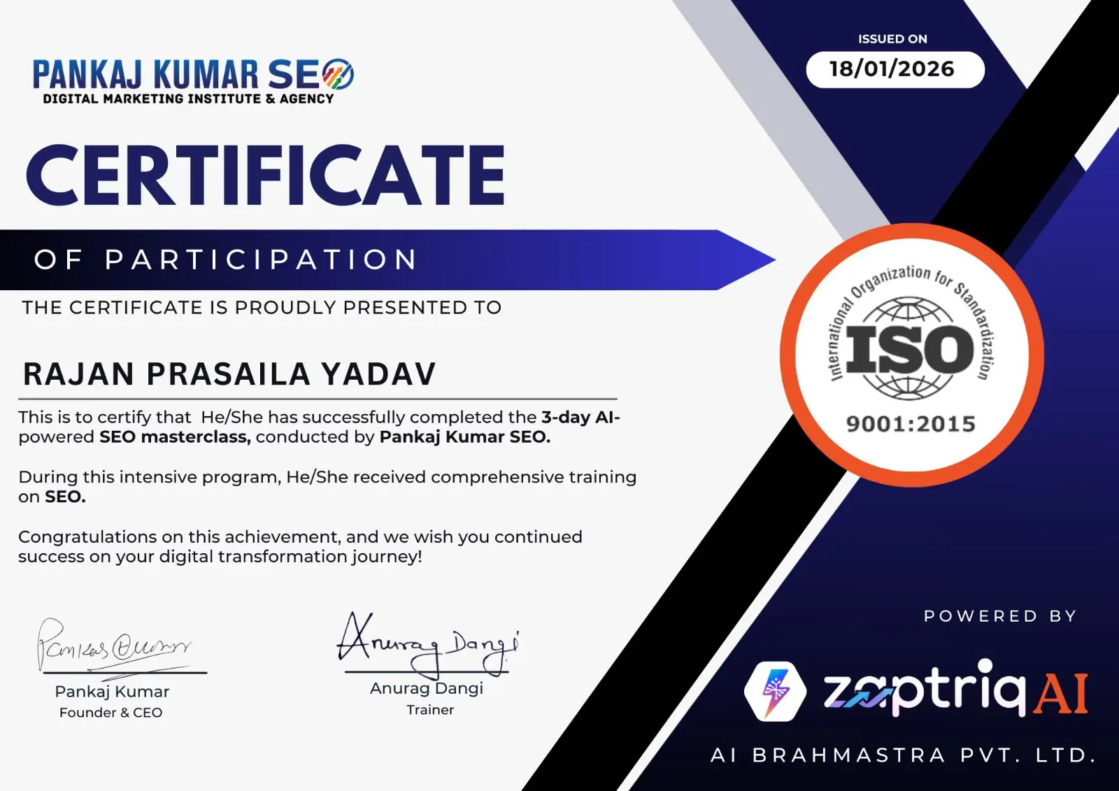 Course Completion Certificate